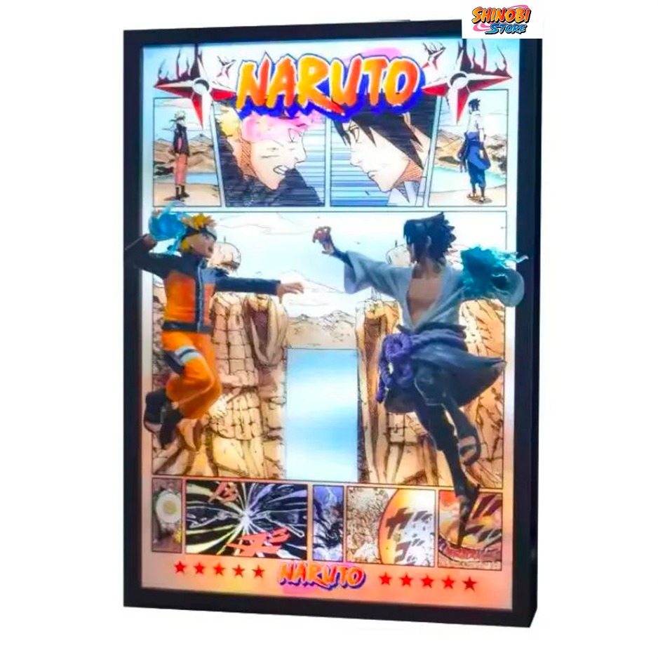 Tableau 3D LED avec Figurine - Naruto VS Sasuke